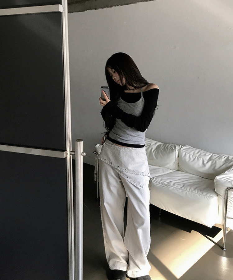 アイレットレイヤードスカートパンツ LIGHT BEIGE