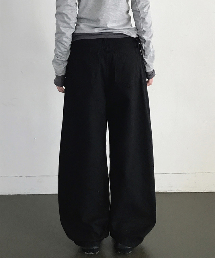 アイレットレイヤードスカートパンツ BLACK