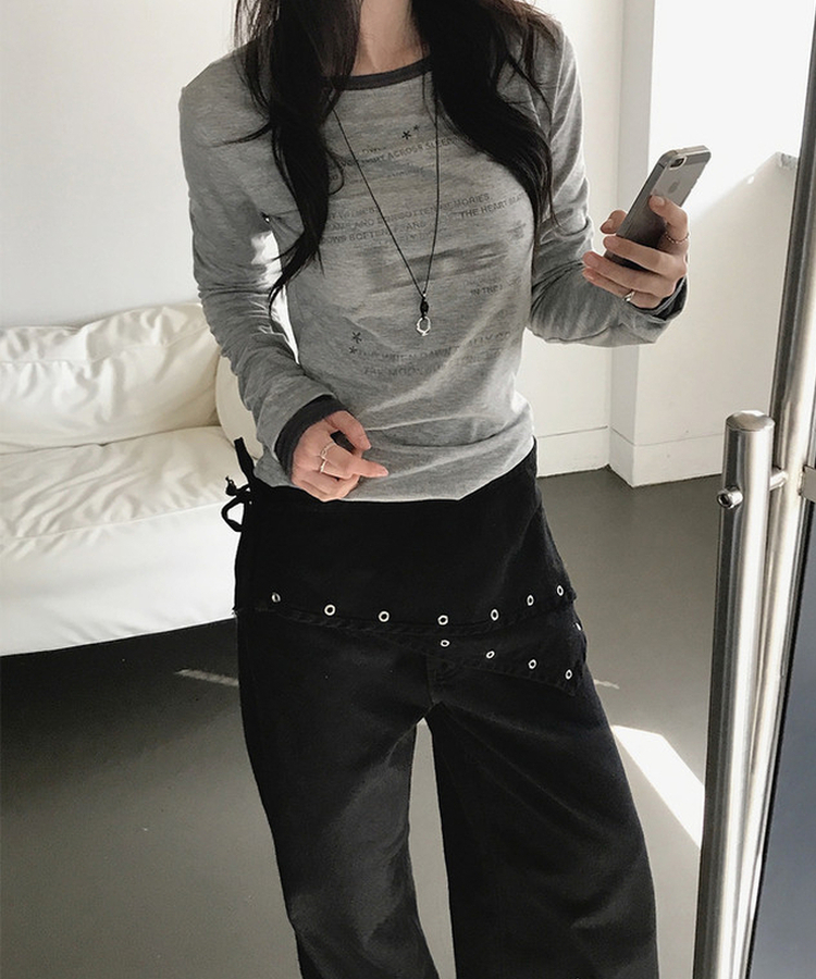 アイレットレイヤードスカートパンツ BLACK