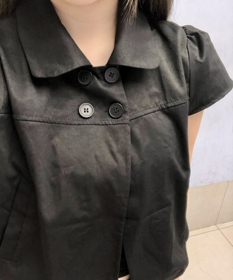 クラシカルボタン半袖トップス BLACK