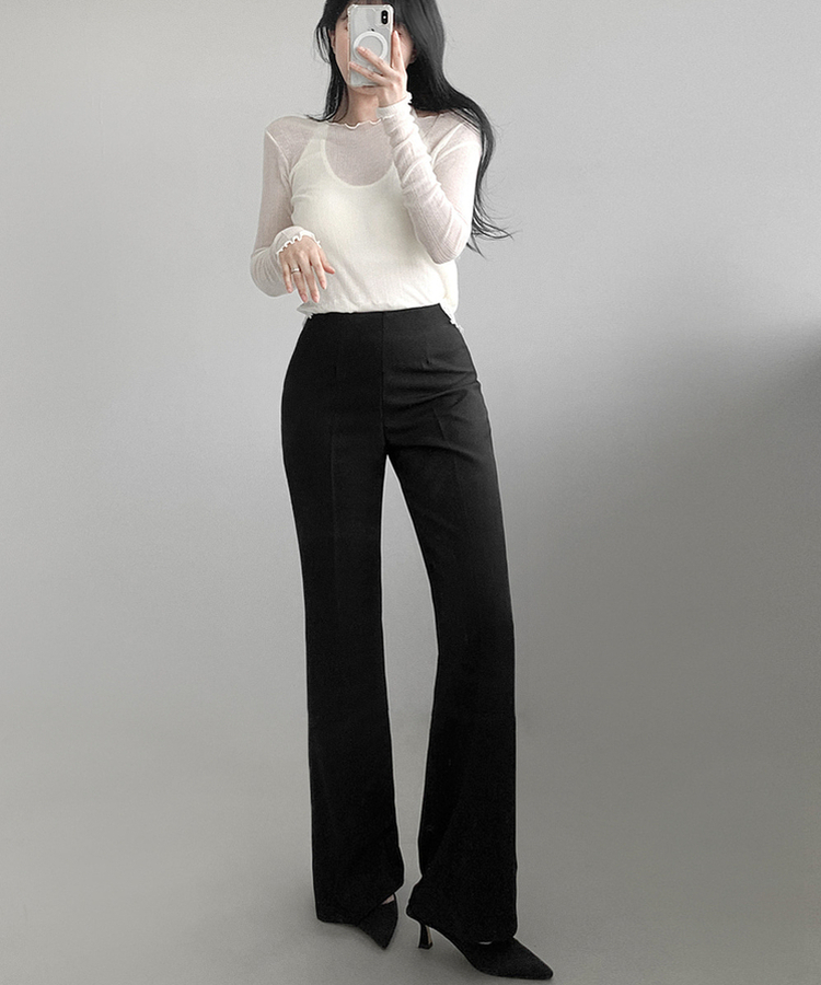 【丈別】ブーツカットスラックス BLACK