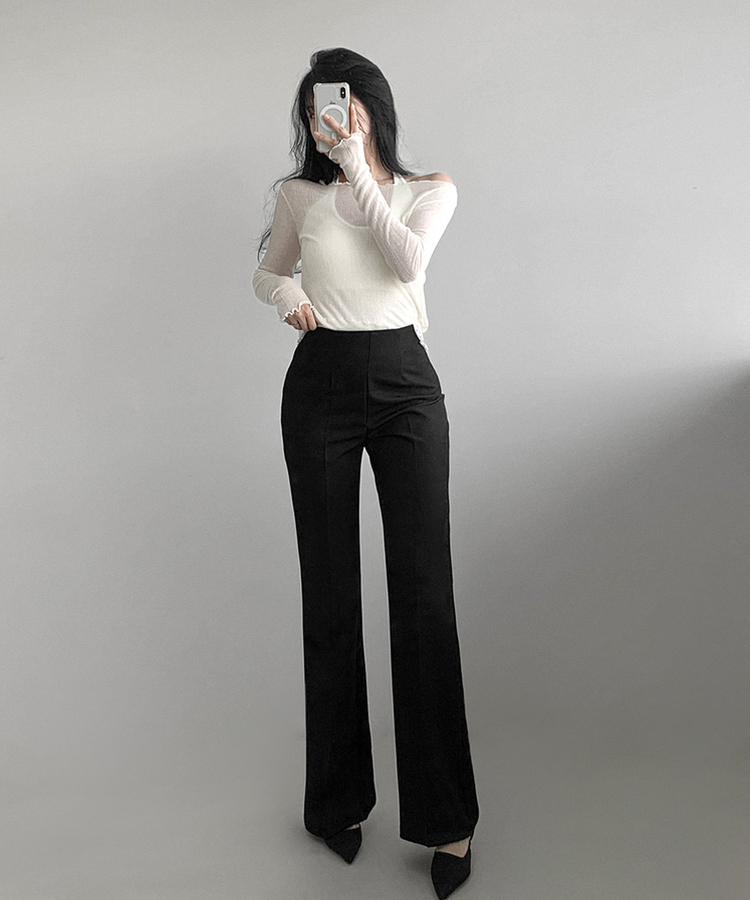 【丈別】ブーツカットスラックス BLACK