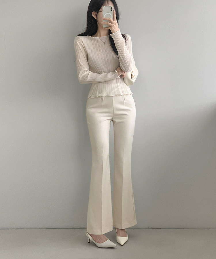 【丈別】ブーツカットスラックス IVORY