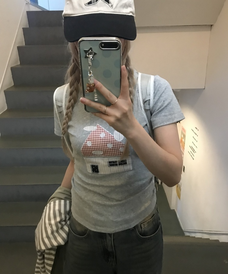 패치워크 하우스 반팔 그레이