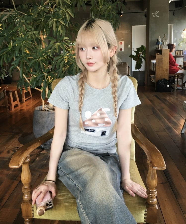 패치워크 하우스 반팔 그레이