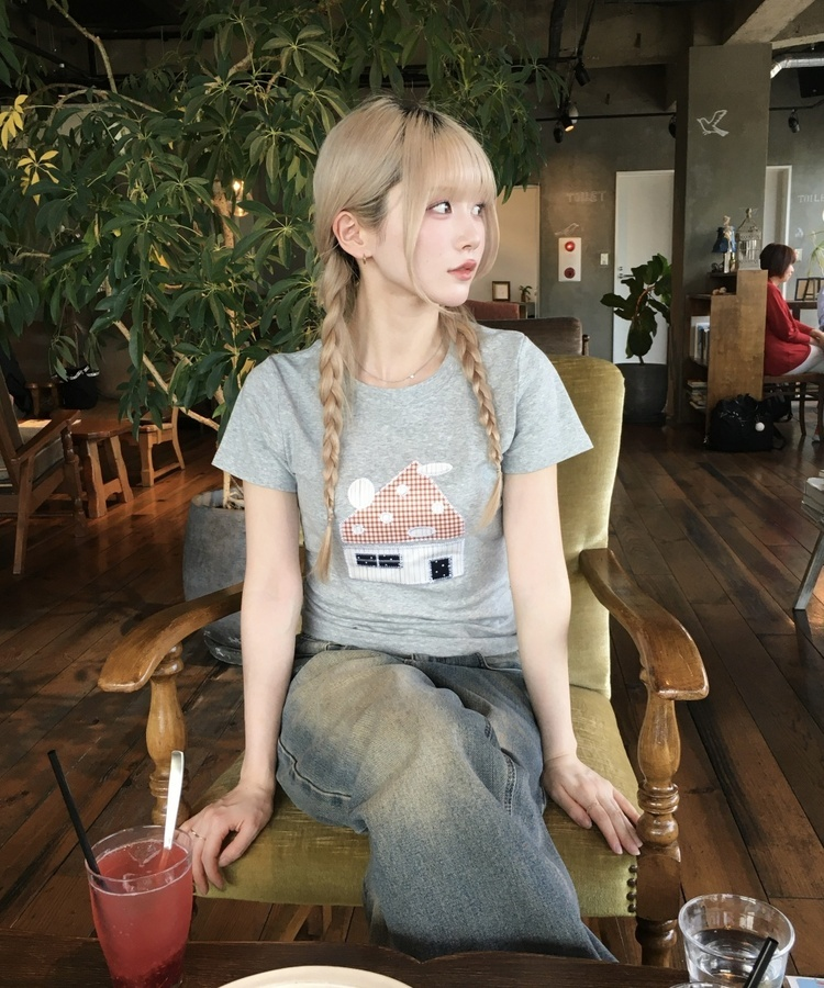 패치워크 하우스 반팔 그레이