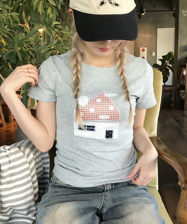 패치워크 하우스 반팔 그레이