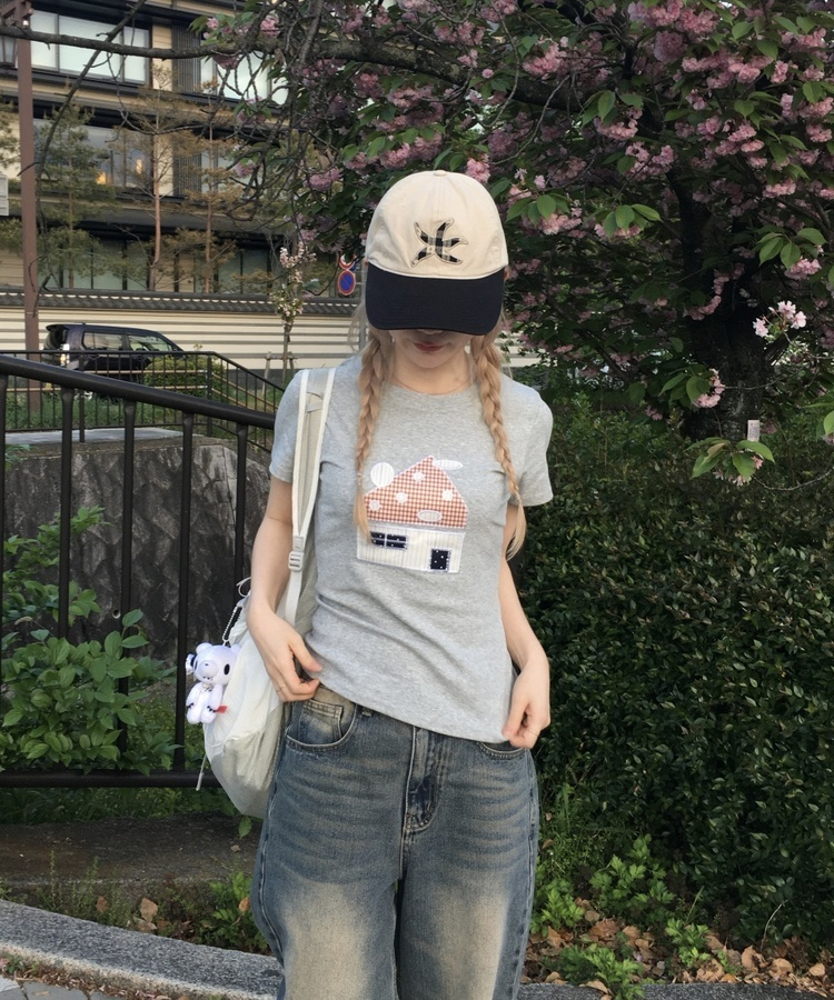 패치워크 하우스 반팔 그레이