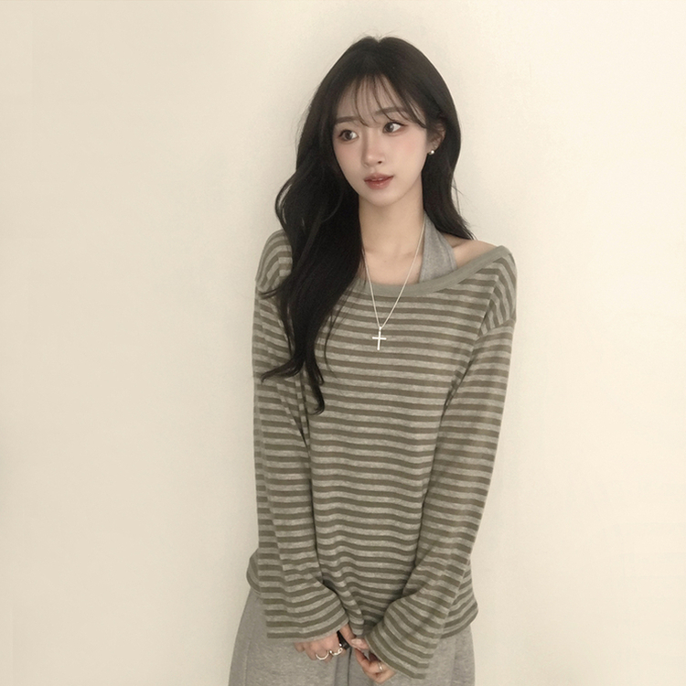 어떤 상의와도 찰떡코디 호이 홀터넥 봄 긴팔 레이어드 골지 베이직 이너 나시 슬림핏 슬리브리스 4color 그레이