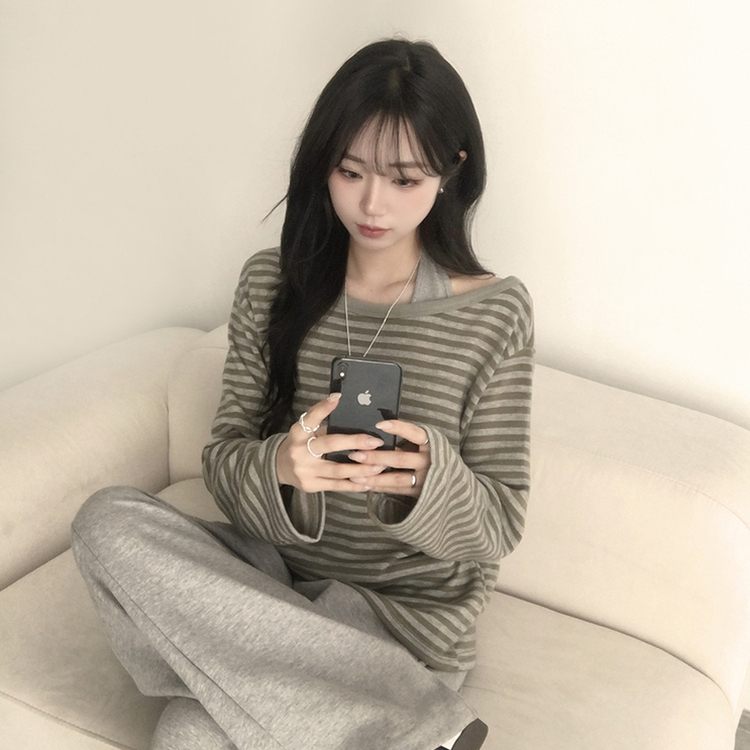 어떤 상의와도 찰떡코디 호이 홀터넥 봄 긴팔 레이어드 골지 베이직 이너 나시 슬림핏 슬리브리스 4color 그레이