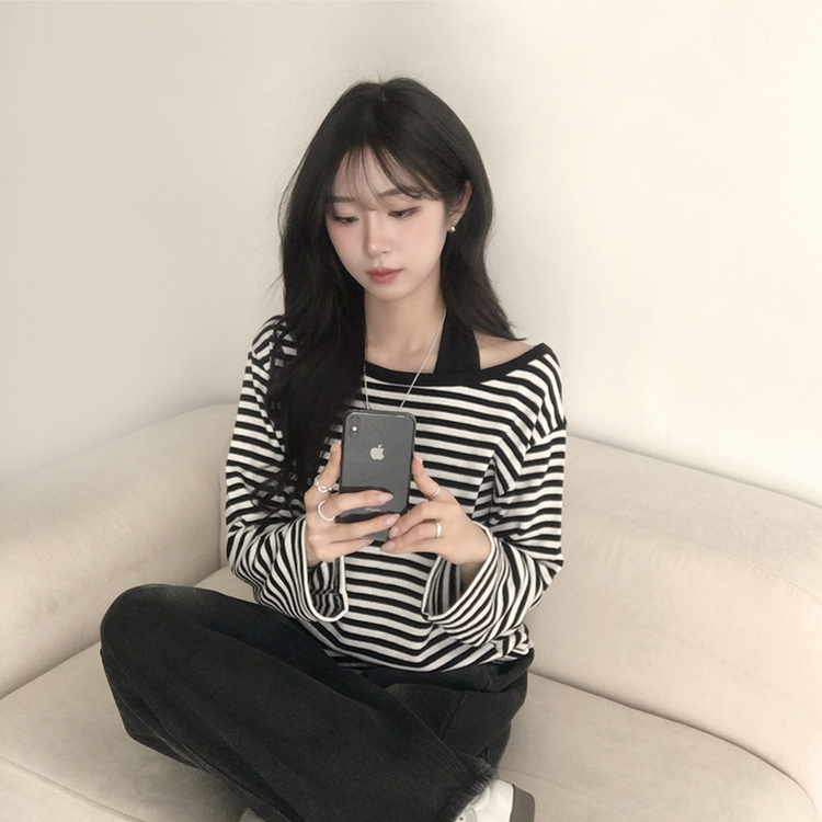 어떤 상의와도 찰떡코디 호이 홀터넥 봄 긴팔 레이어드 골지 베이직 이너 나시 슬림핏 슬리브리스 4color 블랙