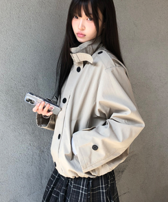 ダブルボタンショートトレンチコート｜ジャケット｜韓国ファッション