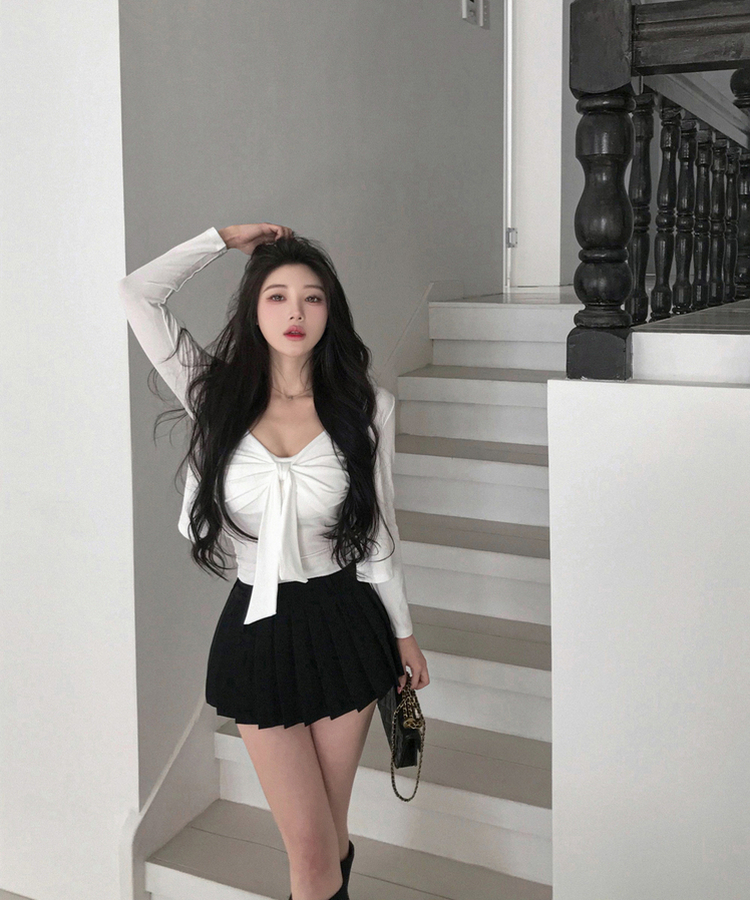 ベルトプリーツスカートパンツ BLACK