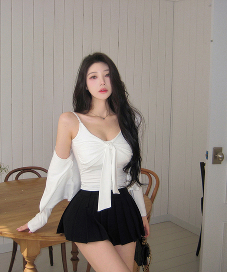 ベルトプリーツスカートパンツ BLACK