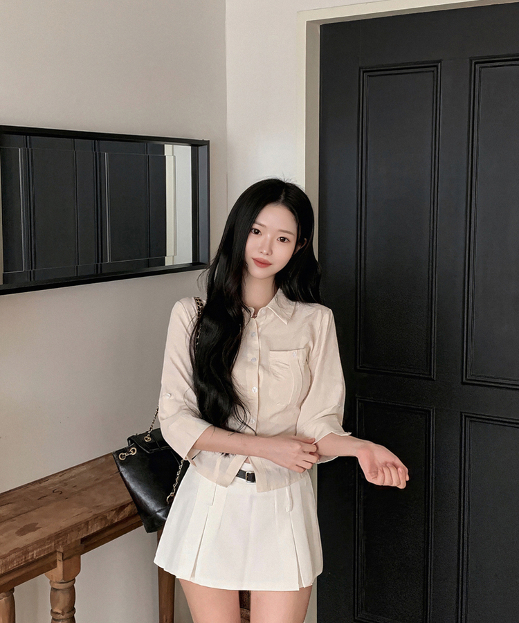 ベルトプリーツスカートパンツ WHITE