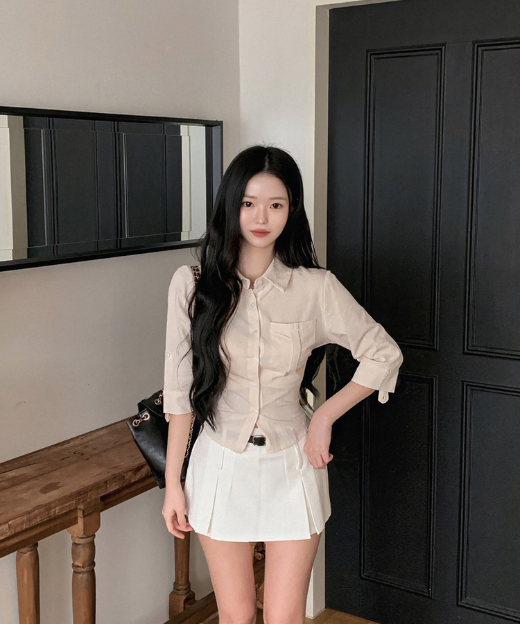 ベルトプリーツスカートパンツ WHITE