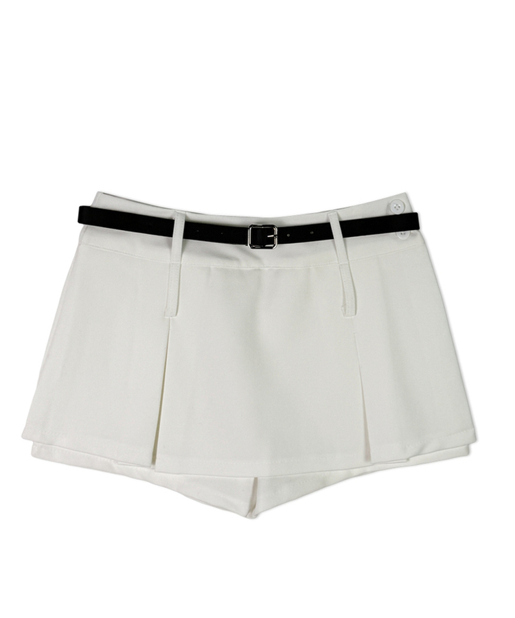 ベルトプリーツスカートパンツ