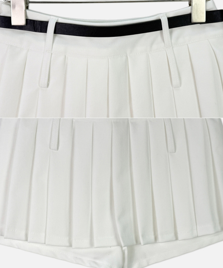 ベルトプリーツスカートパンツ