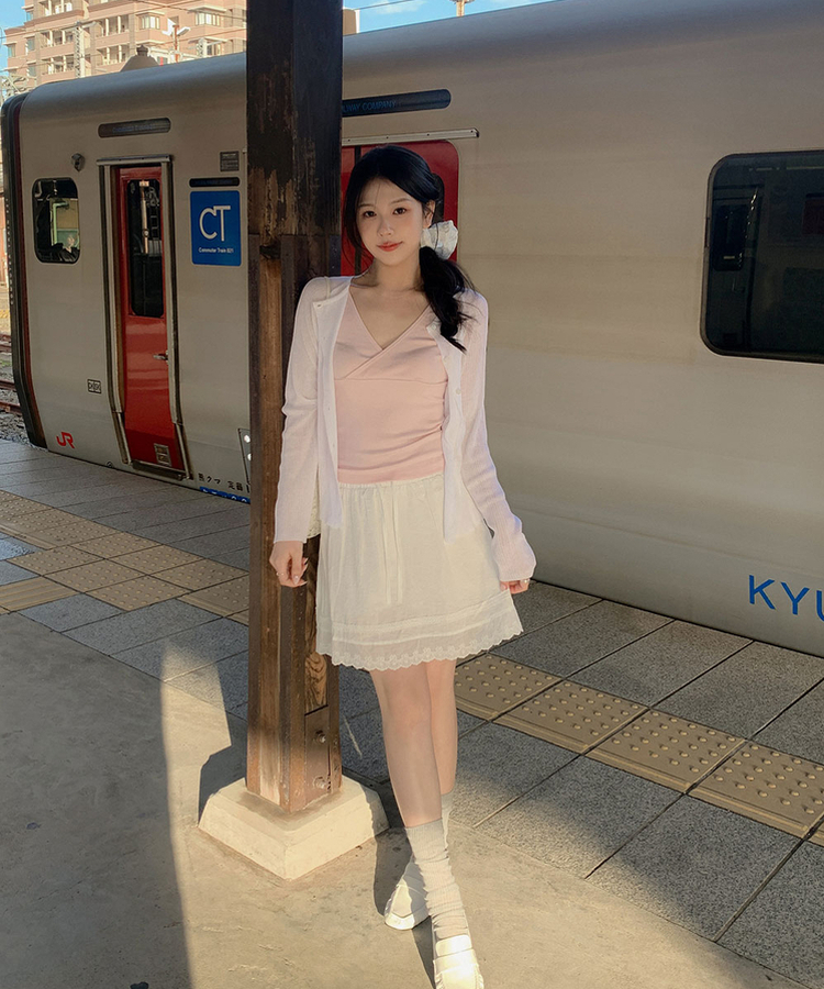 レースバンディングミニスカート IVORY