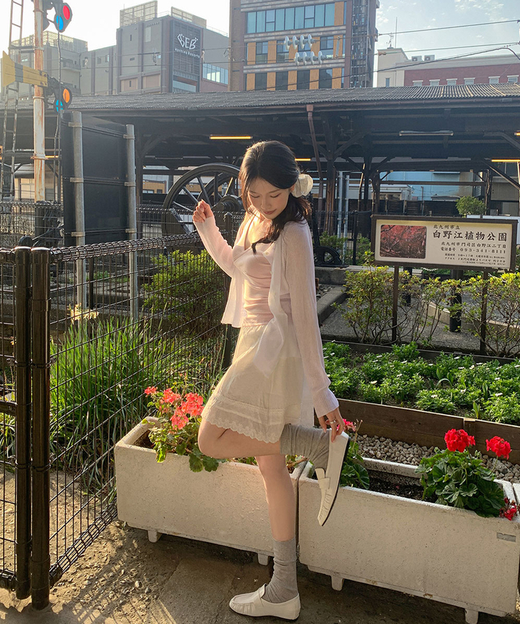 レースバンディングミニスカート IVORY