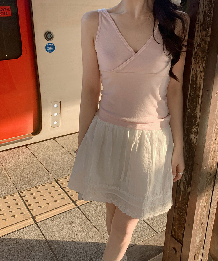 レースバンディングミニスカート IVORY