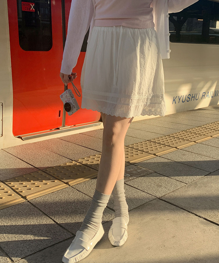 レースバンディングミニスカート IVORY