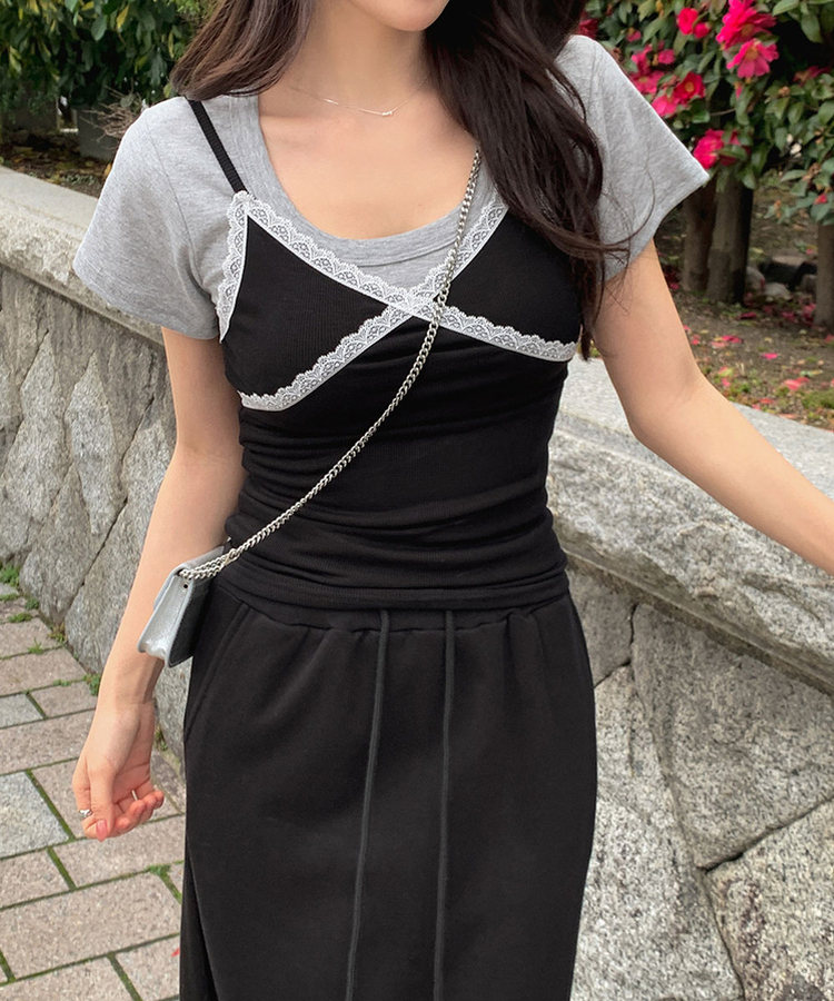 スリムUネック半袖Tシャツ(7color) GRAY