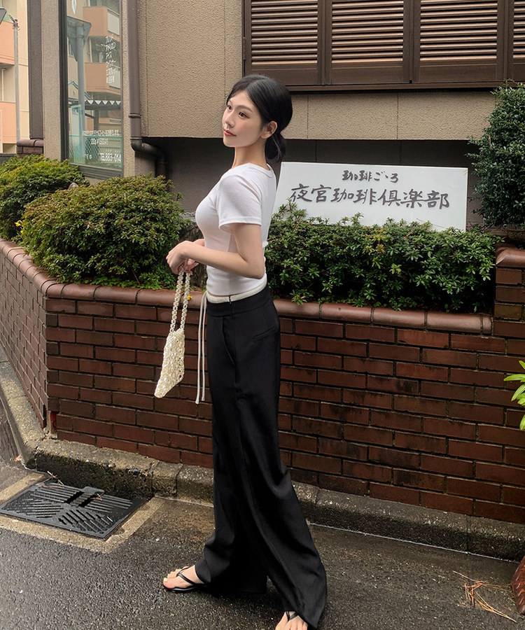 スリムUネック半袖Tシャツ(7color) IVORY