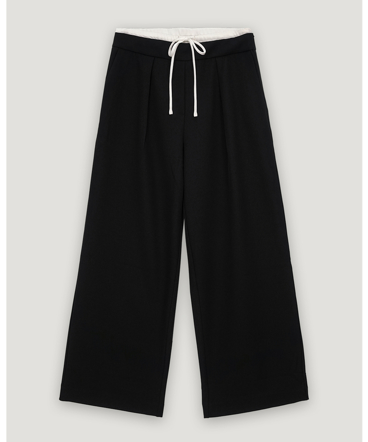 レイヤードワイドスラックスパンツ