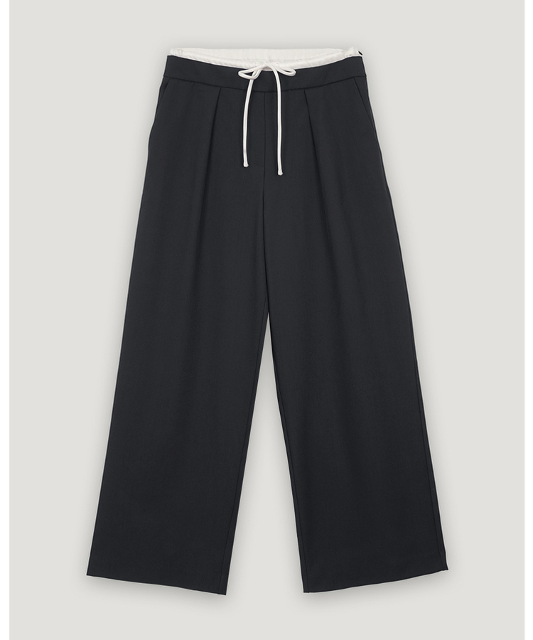 レイヤードワイドスラックスパンツ