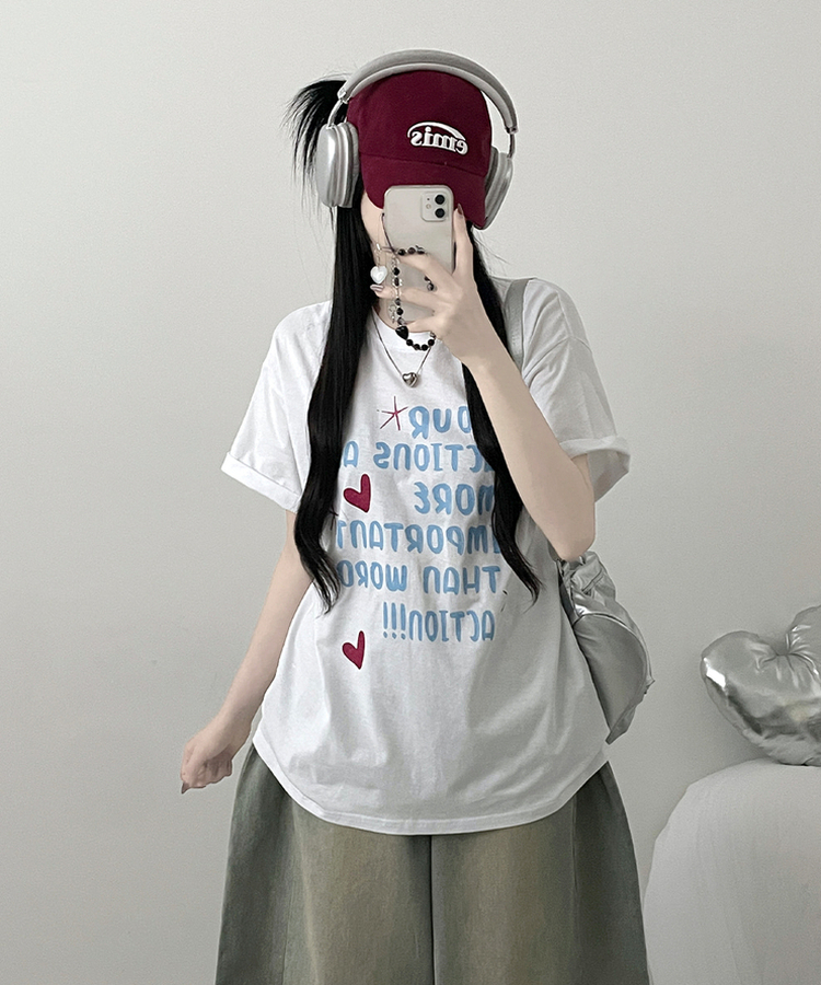 모어러브레터링프린팅박스핏반팔티셔츠 아이보리