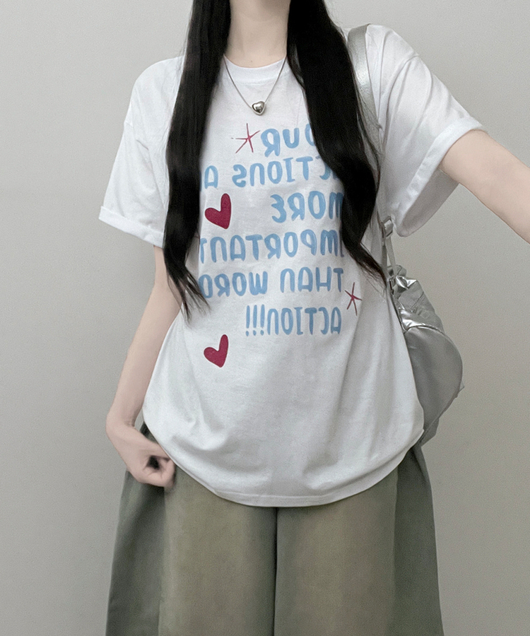 모어러브레터링프린팅박스핏반팔티셔츠 아이보리