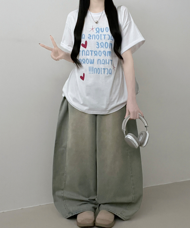 모어러브레터링프린팅박스핏반팔티셔츠 아이보리