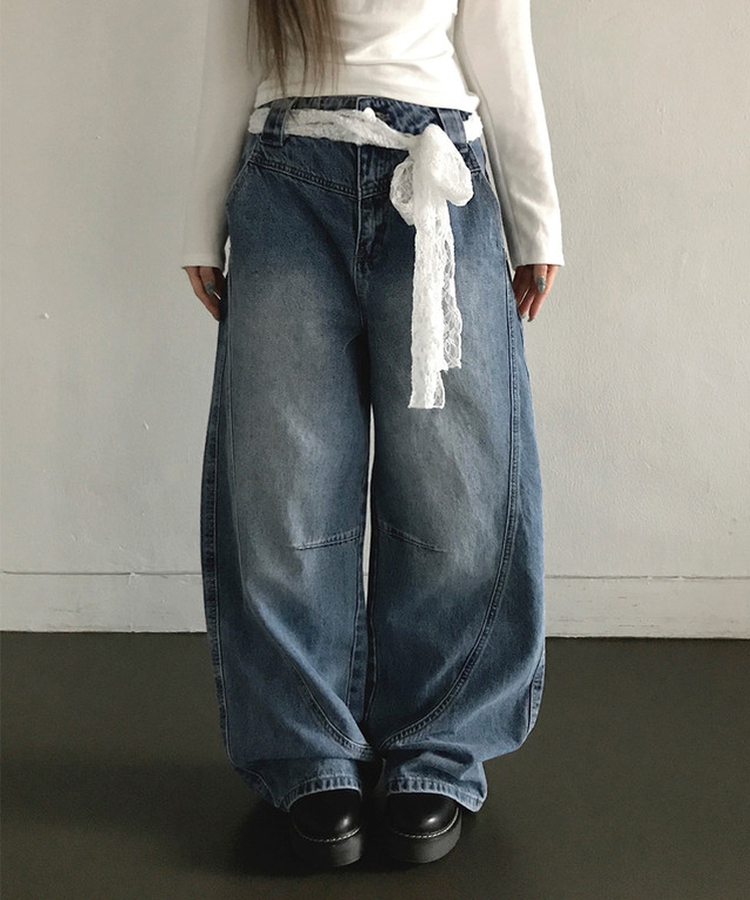 【丈別】カーブスリットポケットデニム MIDDLE BLUE