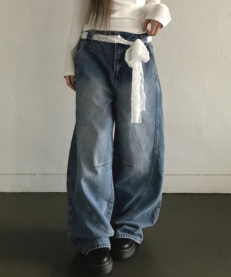 【丈別】カーブスリットポケットデニム MIDDLE BLUE