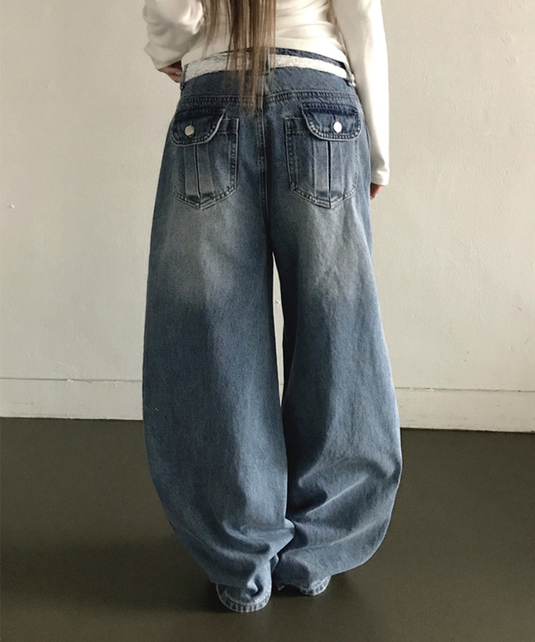 【丈別】カーブスリットポケットデニム MIDDLE BLUE