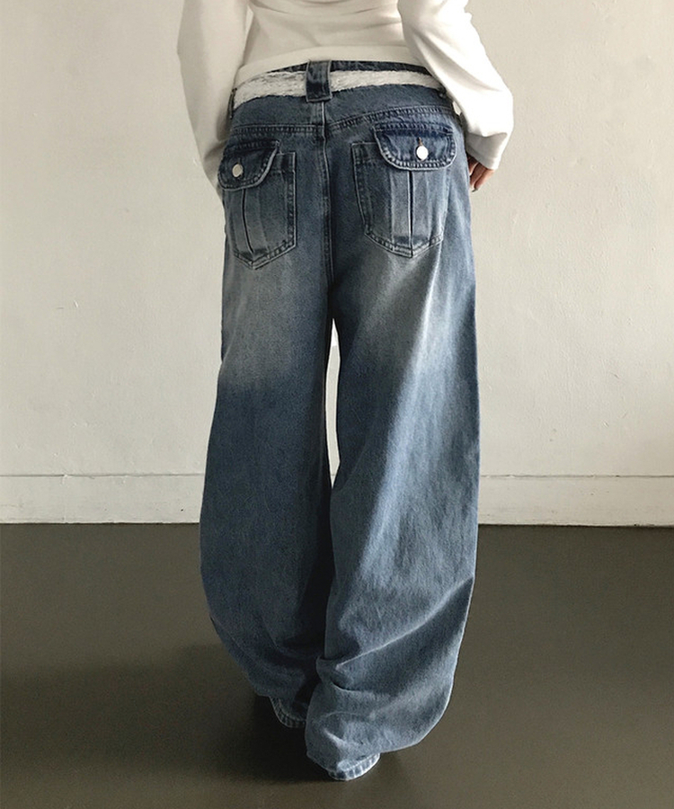 【丈別】カーブスリットポケットデニム MIDDLE BLUE