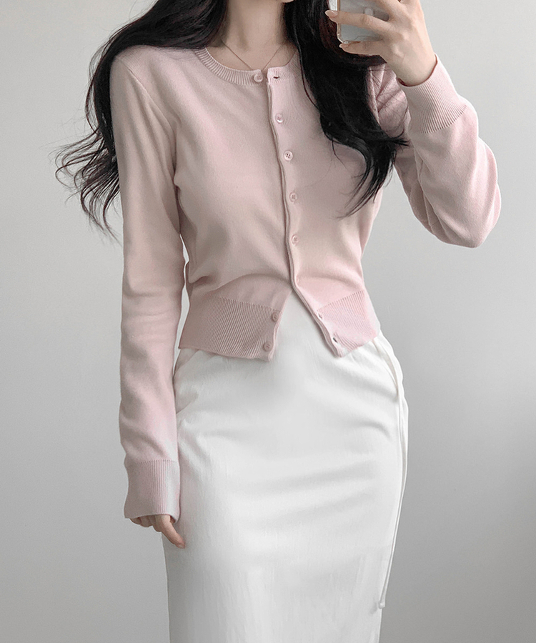 ベーシックニットカーディガン(5color) PINK