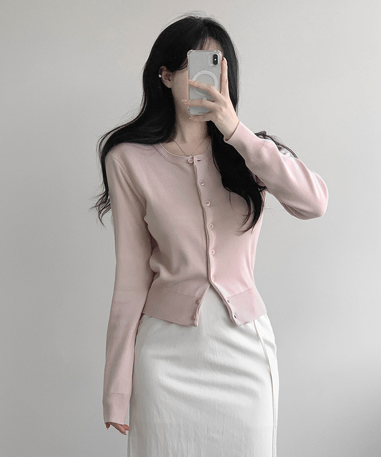 ベーシックニットカーディガン(5color) PINK