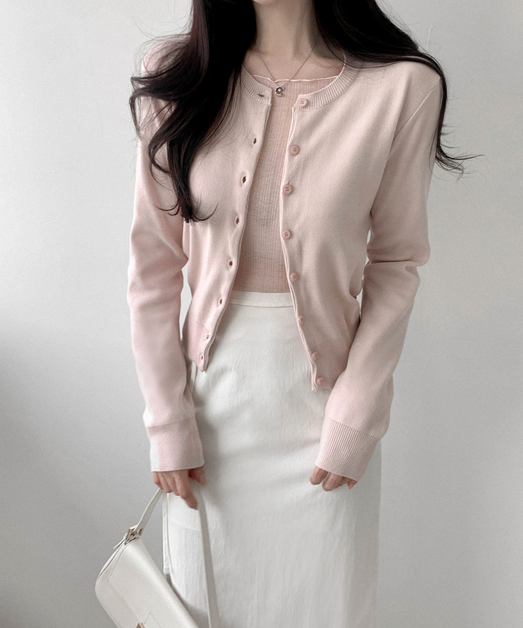ベーシックニットカーディガン(5color) PINK