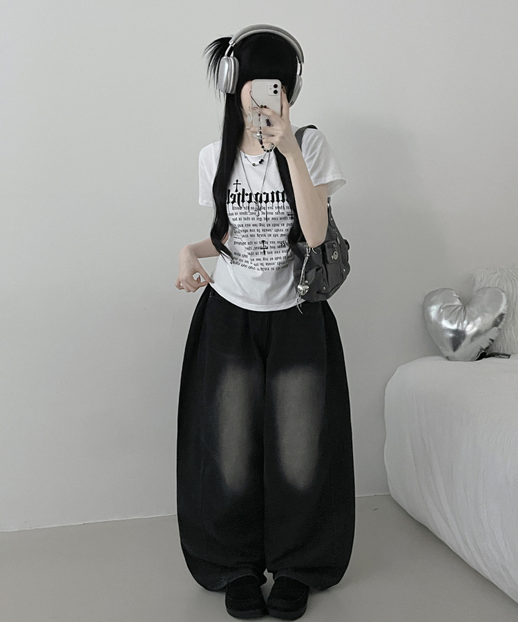 반팔ver두벌레터링빈티지세미크롭반팔티셔츠 아이보리