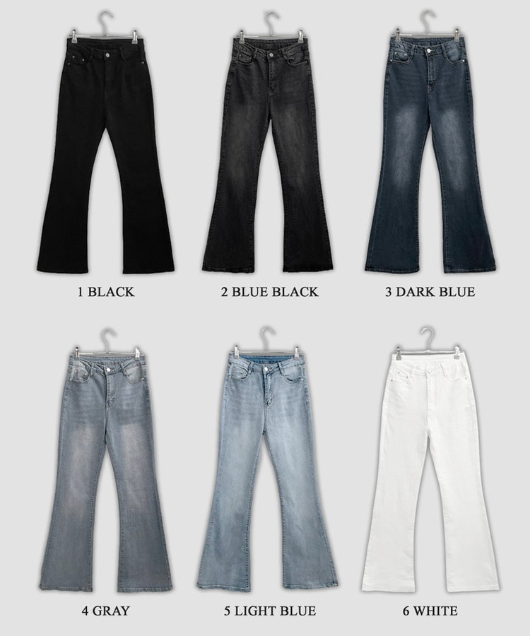 【丈別】L隠しバンド付きセミウォッシュデニムパンツ(6color)