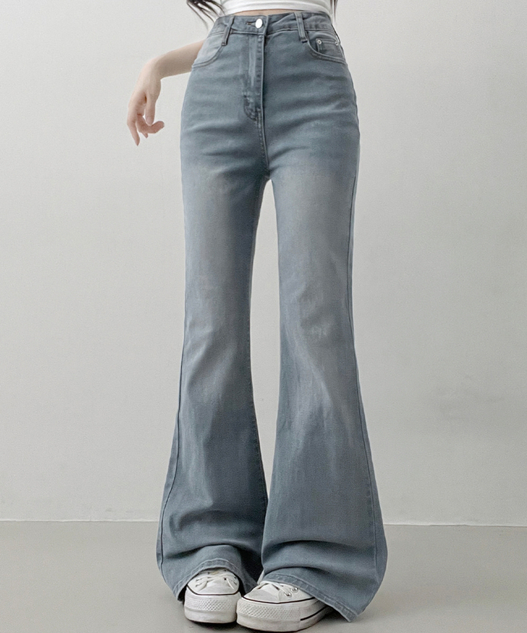 【丈別】L隠しバンド付きセミウォッシュデニムパンツ(6color) GREY