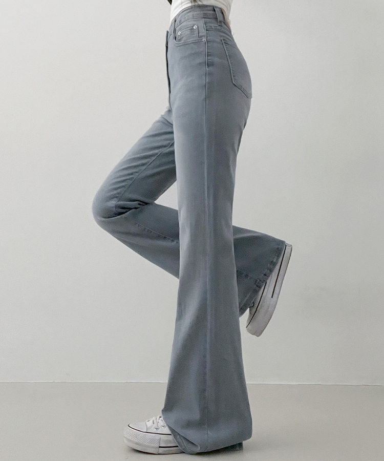 【丈別】L隠しバンド付きセミウォッシュデニムパンツ(6color) GREY