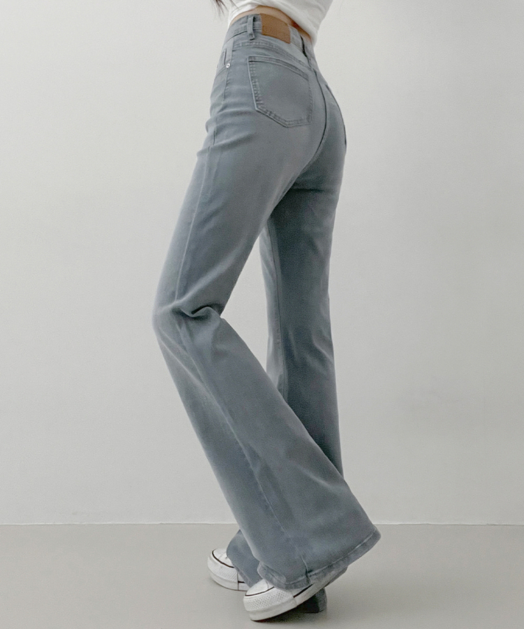 【丈別】L隠しバンド付きセミウォッシュデニムパンツ(6color) GREY