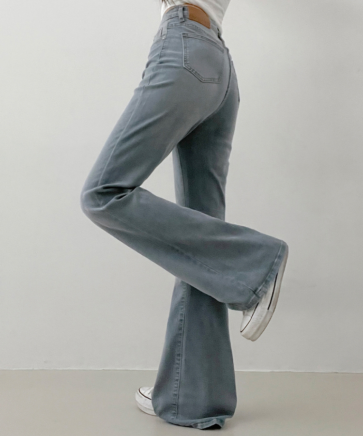 【丈別】L隠しバンド付きセミウォッシュデニムパンツ(6color) GREY