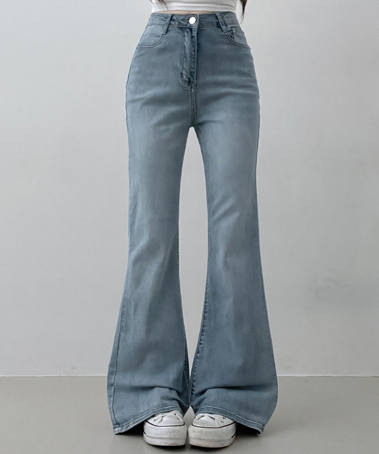 【丈別】L隠しバンド付きセミウォッシュデニムパンツ(6color) LIGHT DENIM