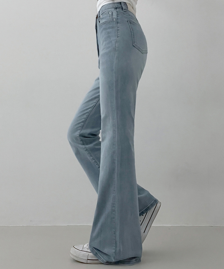 【丈別】L隠しバンド付きセミウォッシュデニムパンツ(6color) LIGHT DENIM