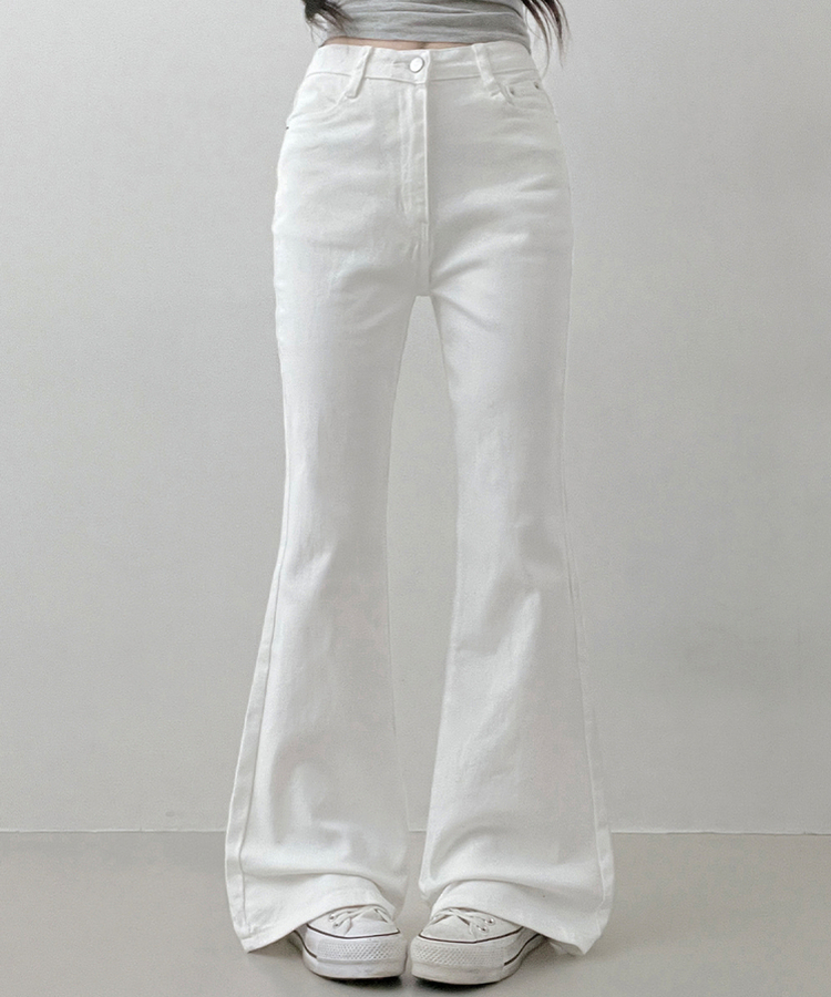 【丈別】L隠しバンド付きセミウォッシュデニムパンツ(6color) WHITE