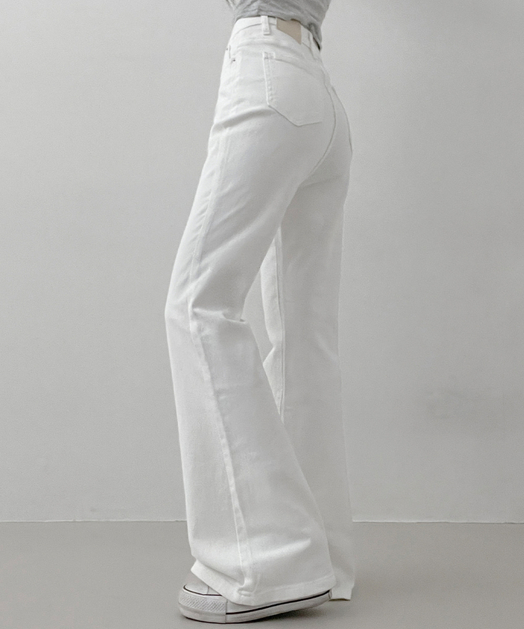 【丈別】L隠しバンド付きセミウォッシュデニムパンツ(6color) WHITE